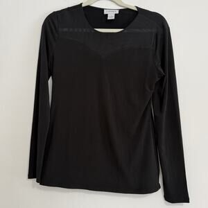 CARMEN MARC VALVO Women's Sz S Black Mesh Bust Stretch Shirt Stretch